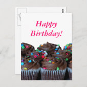 Chocoladecupcakes Happy Birthday Briefkaart (Voorkant / Achterkant)