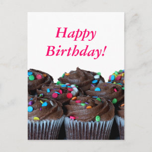 Chocoladecupcakes Happy Birthday Briefkaart