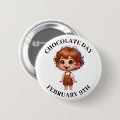 Chocoladedag 9 februari ronde button 5,7 cm (Voorkant /achterkant)