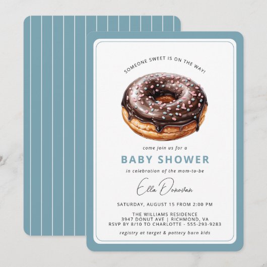 Chocoladedonut | Schattige Blue Boy Baby shower Kaart (Voorkant / Achterkant)