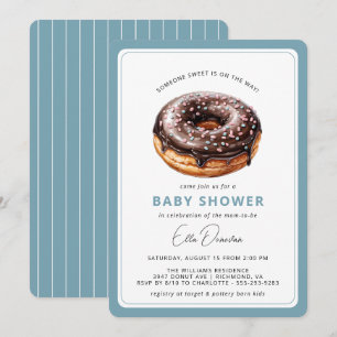 Chocoladedonut   Schattige Blue Boy Baby shower Kaart