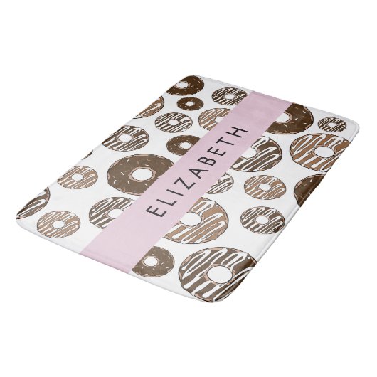 Chocoladedonuts, karameldonuts, ijs, Jouw naam Badmat (Gekanteld)