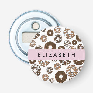 Chocoladedonuts, karameldonuts, ijs, Jouw naam Button Flesopener