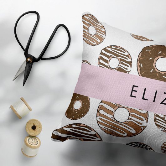 Chocoladedonuts, karameldonuts, ijs, Jouw naam Kussensloop