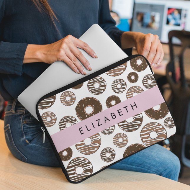 Chocoladedonuts, karameldonuts, ijs, Jouw naam Laptop Sleeve (Creator heeft geüpload)