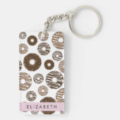 Chocoladedonuts, karameldonuts, ijs, Jouw naam Sleutelhanger (achterkant)
