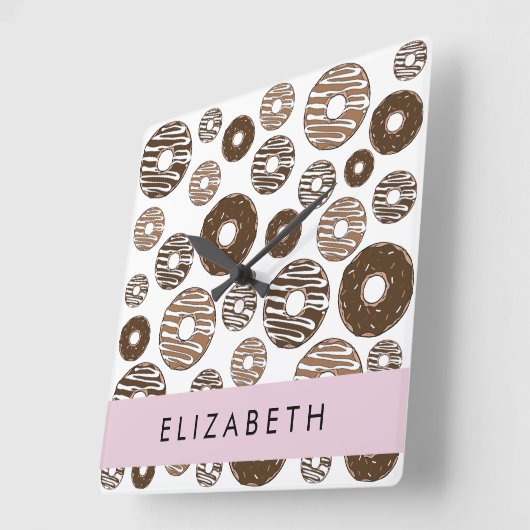 Chocoladedonuts, karameldonuts, ijs, Jouw naam Vierkante Klok (Hoek)