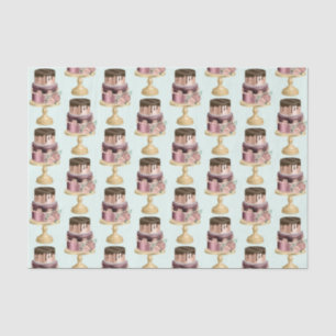 Chocoladedruppels en Roos Gold Luxury Cake Pattern Tissuepapier