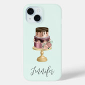 Chocoladedruppels en Roos Gouden Luxe Cake Case-Mate iPhone Case (Achterkant)