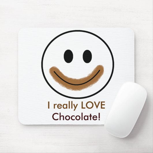 Chocoladegezicht "Ik hou echt van chocolade!" Muismat (Met muis)