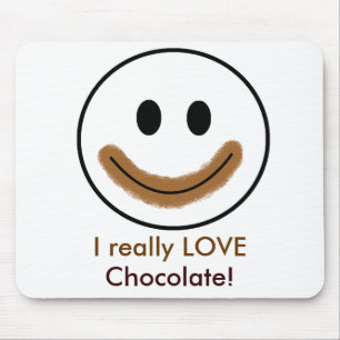 Chocoladegezicht "Ik hou echt van chocolade!" Muismat