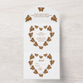 Chocoladekleurige vlinders ontwerp bruiloft all in one uitnodiging (Binnen)