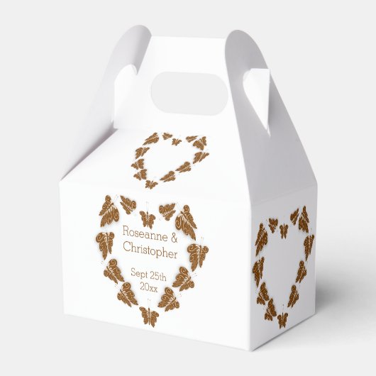 Chocoladekleurige vlinders ontwerp bruiloft bedankdoosjes (Achterkant)