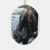 Chocoladelab-slaap Keramisch Ornament (Rechts)