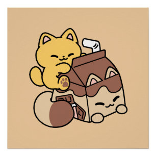 Chocolademelk nippen aan gelukzaligheid – Kawaii k Perfect Poster