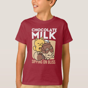 Chocolademelk nippen aan gelukzaligheid – Kawaii k T-shirt
