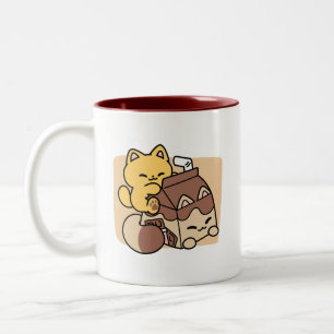Chocolademelk nippen aan gelukzaligheid – Kawaii k Tweekleurige Koffiemok