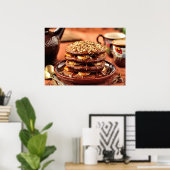 Chocoladepannenkoeken met bananen en karamel poster (Thuiskantoor)