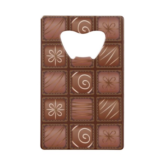 Chocoladepatroon Kredietkaart Flessenopener (Voorkant)