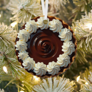 Chocoladepudding taart gepersonaliseerde kerst metalen ornament