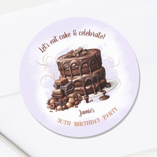 Chocoladetaart Paarse bruin 30ste verjaardagsfeest Ronde Sticker