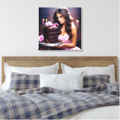 Chocoladetaart Vrouw Canvas Afdruk (Insitu (Slaapkamer))