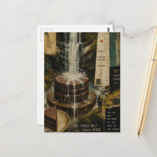 Chocoladetaart Waterval Surrealisme Mixed Media Briefkaart
