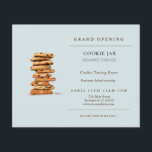 Chocolat à puce Boulangerie Grand prospectus d'ouv<br><div class="desc">Boulangerie Grande invitation d'ouverture avec aquarelle chocolat puce tour biscuit sur arrière - plan bleu.</div>