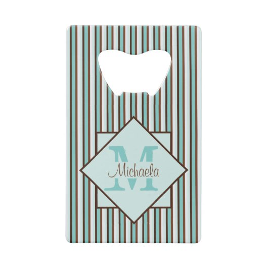Chocolat Brown et pinte vert rayures Monogramme (Devant)
