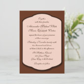 Chocolat Brown & Mariage Beige Invitations (Debout devant)