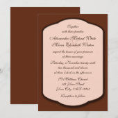 Chocolat Brown & Mariage Beige Invitations (Devant / Derrière)
