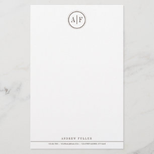 Chocolat Brown Monogramme Papeterie classique