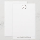 Chocolat Brown Monogramme Papeterie classique (Devant / Derrière)