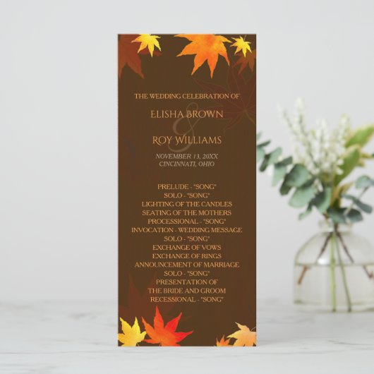 Chocolat Brown programme de mariage d'automne (Debout devant)