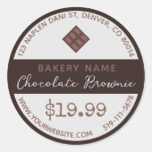 Chocolat Brownie Boulangerie Sticker rond (Devant)