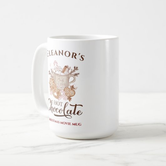Chocolat chaud Nom moderne Grosse Mug de Noël (Devant gauche)