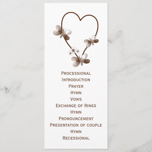 Chocolat Coeur Et Papillons Programme De Mariage (Dos)