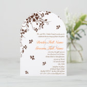 Chocolat Coral Floral Invitations de mariage (Debout devant)