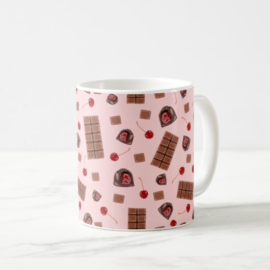 Chocolat Couvert Cerises Café Mug (Devant droit)
