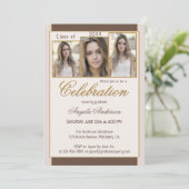Chocolat Cream Gold Photo Graduation Invitation (Debout devant)
