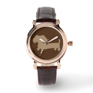 Chocolat Dachshund Montre En Cuir Brown Dachshund