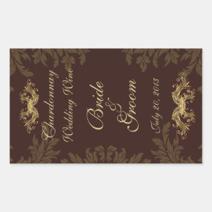 Chocolat Damask 2 Mariage Vin Étiquette Sticker