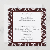 Chocolat Damask Monogramme Faire-part de mariage (Dos)
