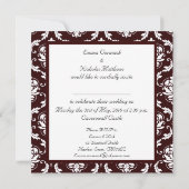 Chocolat Damask Monogramme Faire-part de mariage (Dos)