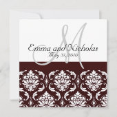 Chocolat Damask Monogramme Faire-part de mariage (Devant)