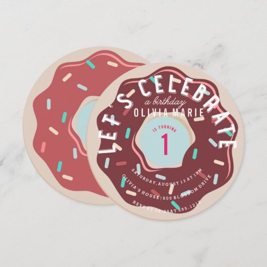 CHOCOLAT DONUT ANNIVERSAIRE INVITATION (Devant / Derrière)