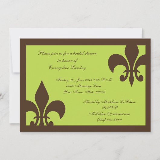 Chocolat et chaux de Fleur de Lis Invitations (Devant)