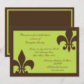 Chocolat et chaux de Fleur de Lis Invitations (Devant / Derrière)