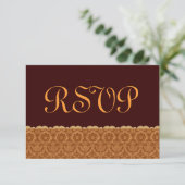 Chocolat et or Vintage Mariage damassé RSVP (Debout devant)