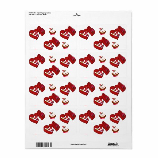 Chocolat Étiquette de la Saint-Valentin (Feuille entière)